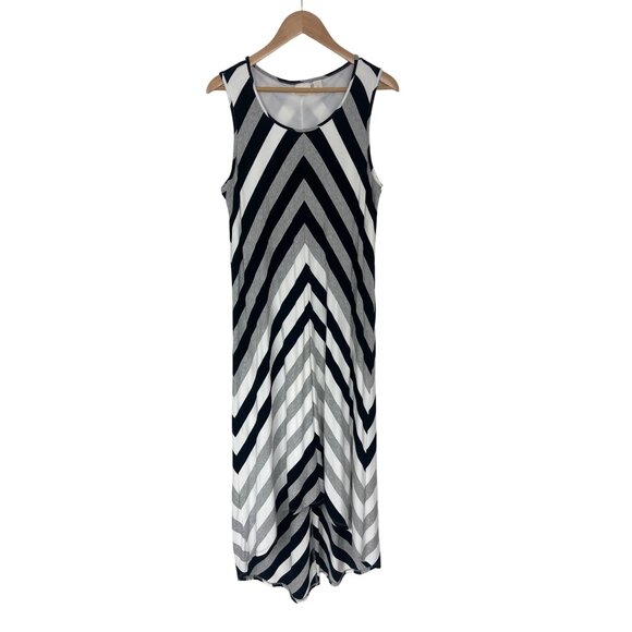 Chico's Size 1 =‎ Medium/8 Mitered Stripe High-Low Maxi Dress Spring Summer - Picture 9 of 9